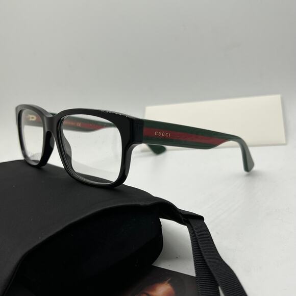 NEW Gucci GG0343O Black Striped Arm Unisex Eyeglass Frames - Picture 3 of 8